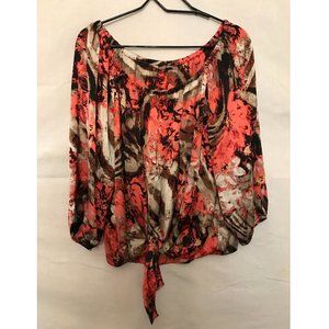Boho Satin Peasant QTR Sleeve Top